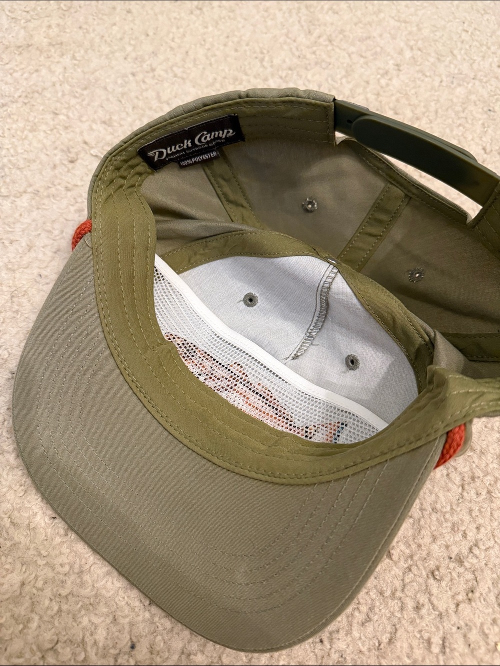 Duck Camp Olive Green Fish Embroidered Cap with Orange Trim - Picture 2 of 2